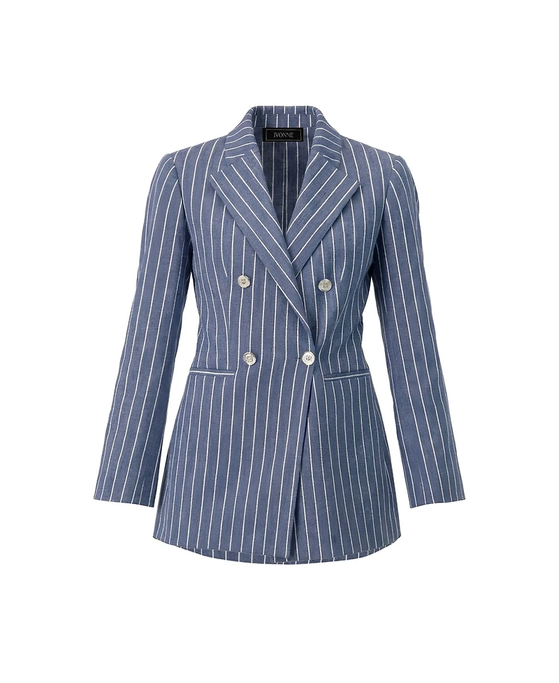 Ivonne Women's Double-Breasted Striped Blazer