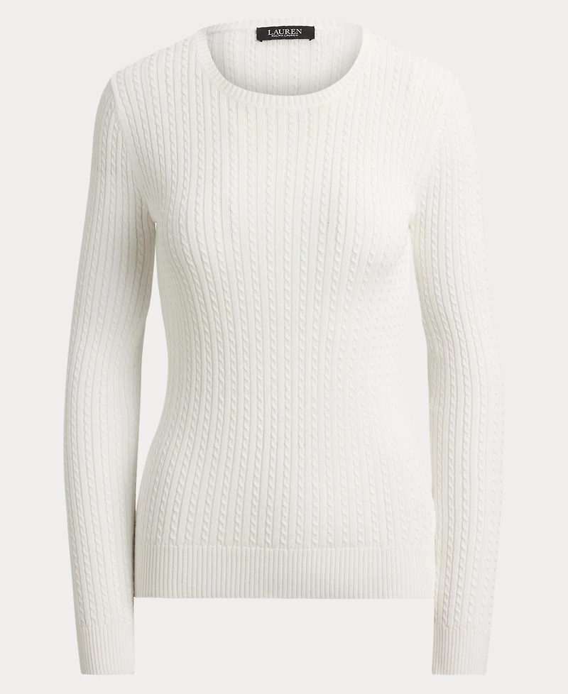 Lauren Ralph Women's Mini-Cable Crewneck Sweater