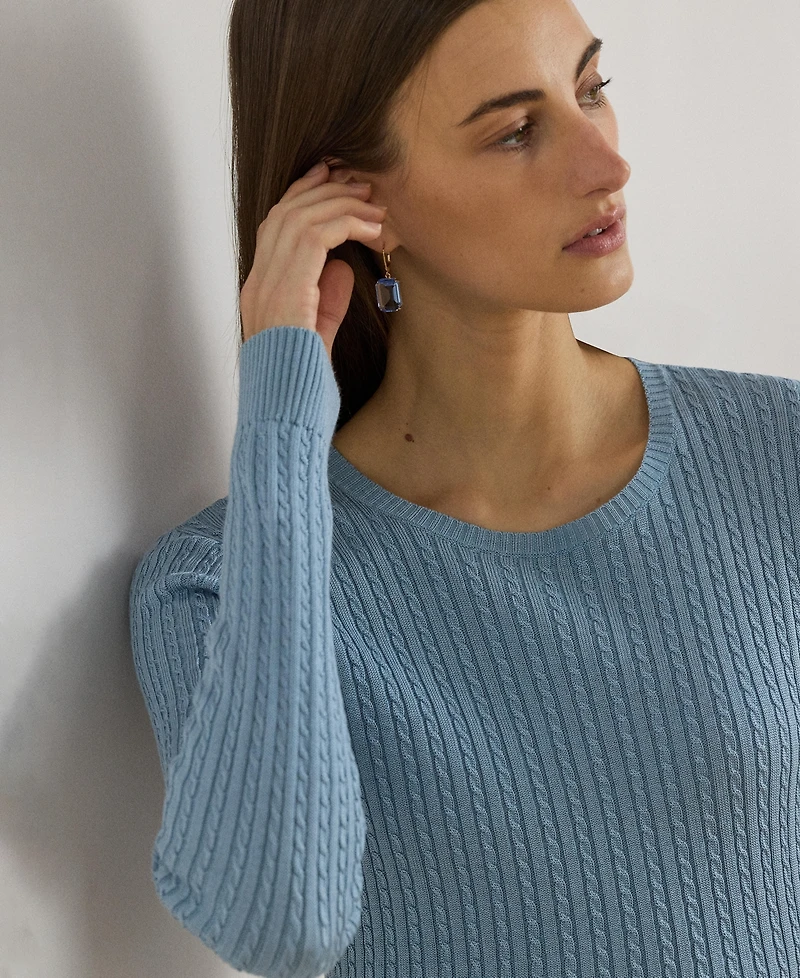 Lauren Ralph Women's Mini-Cable Crewneck Sweater