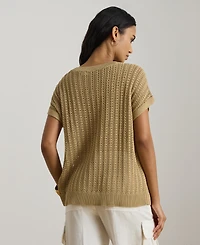 Lauren Ralph Women's Short-Sleeve V-Neck Ribbed Sweater