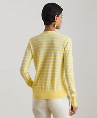 Lauren Ralph Women's Striped V-Neck Cardigan
