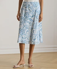 Lauren Ralph Women's Paisley A-Line Midi Skirt