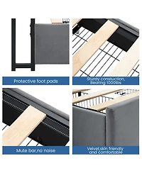 gaomon Upholstered Platform Bed Frame Storage Headboard 4 Drawers Charging Station No Box Spring Noise-Free Easy Assembly