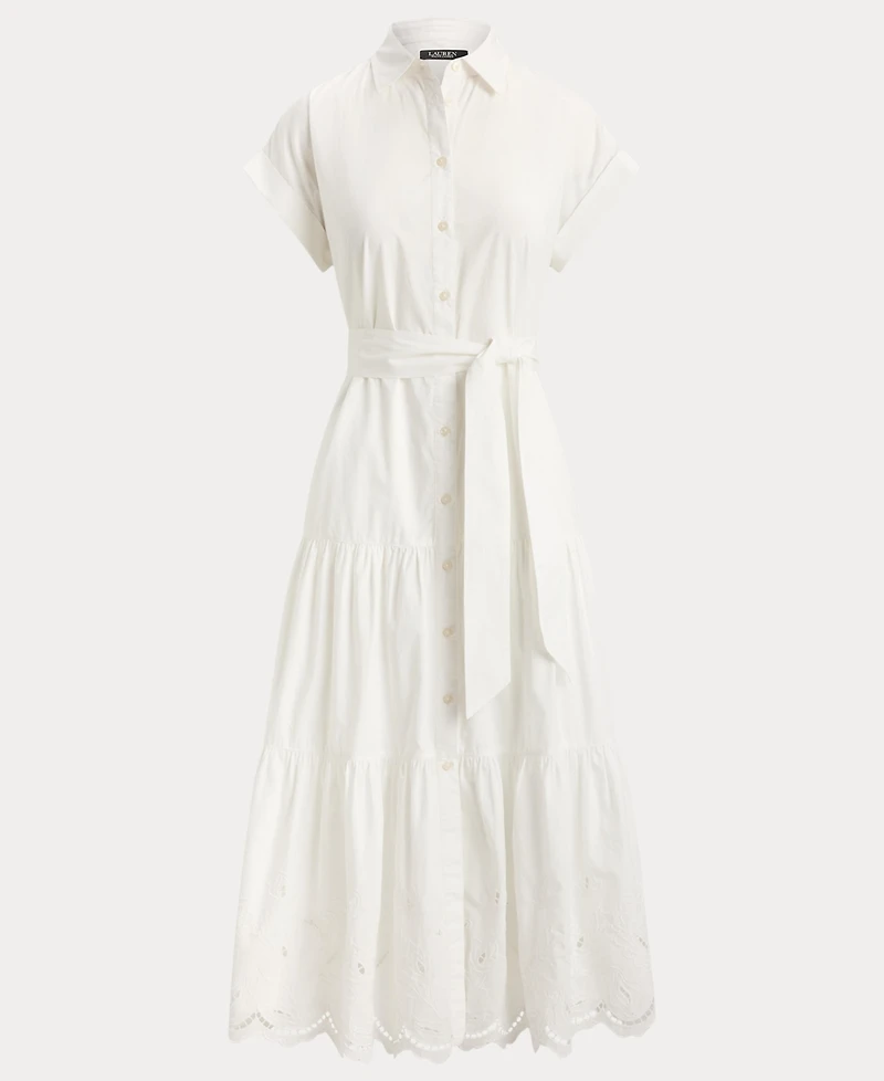 Lauren Ralph Women's Short-Sleeve Tiered Shirt Dress