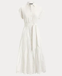 Lauren Ralph Women's Short-Sleeve Tiered Shirt Dress