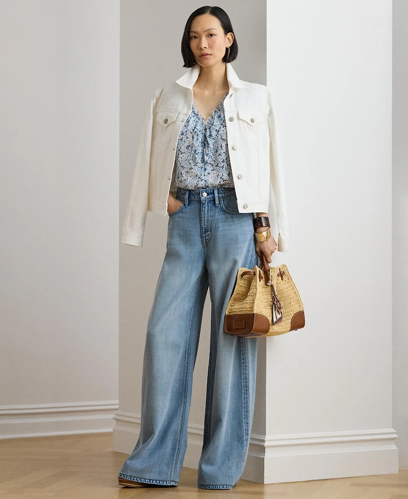 Lauren Ralph Women's Floral V-Neck Blouse