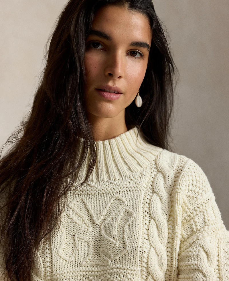 Polo Ralph Lauren Women's Embroidered Mock Neck Sweater