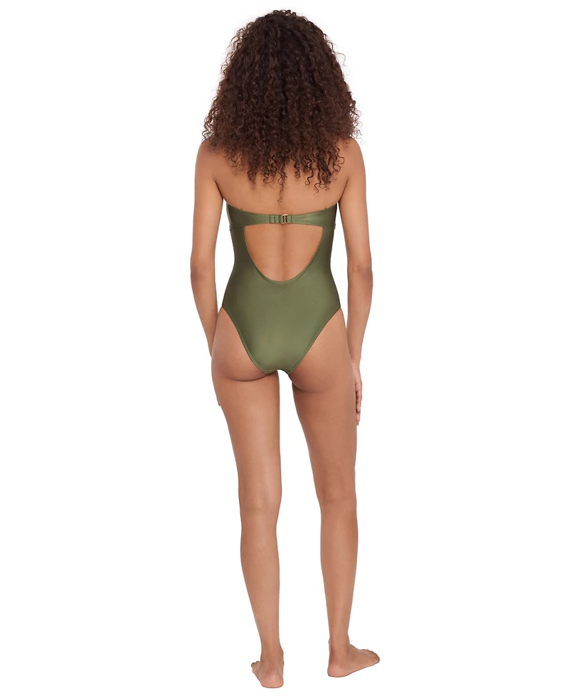 Steve Madden Women's Bandeau Neck One-Piece Swimsuit