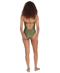 Steve Madden Women's Bandeau Neck One-Piece Swimsuit