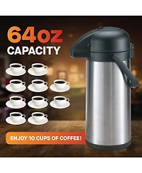 Vondior Thermal Coffee Carafe Dispenser 64 oz: Insulated Hot/Cold Stainless Steel