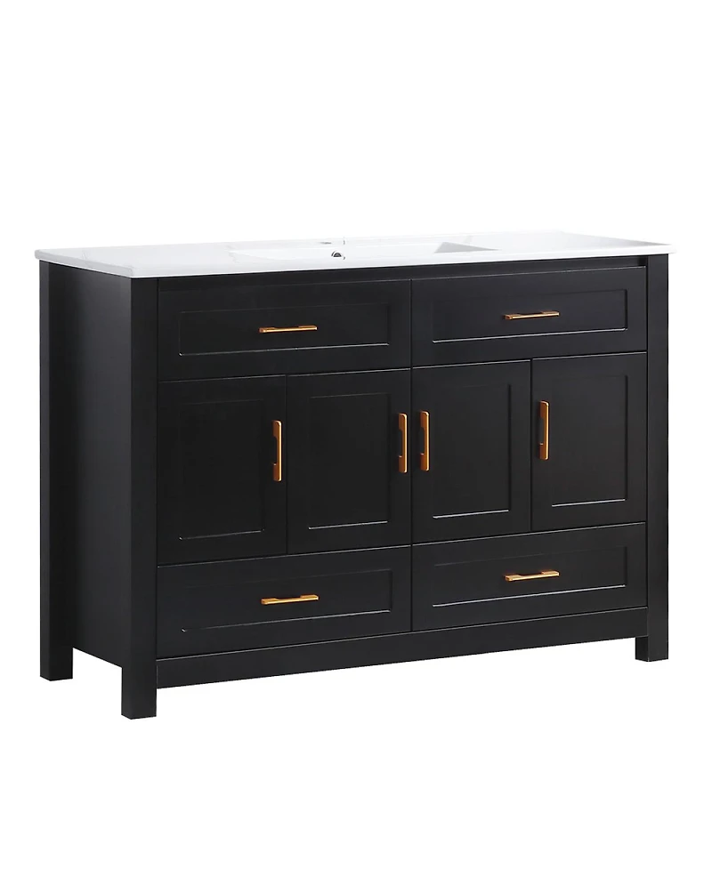 Sillysis Modern Bathroom Vanity with Ceramic Sink, 4 Soft Close Doors & 4 Drawers, Ample Storage for Large Bathroom