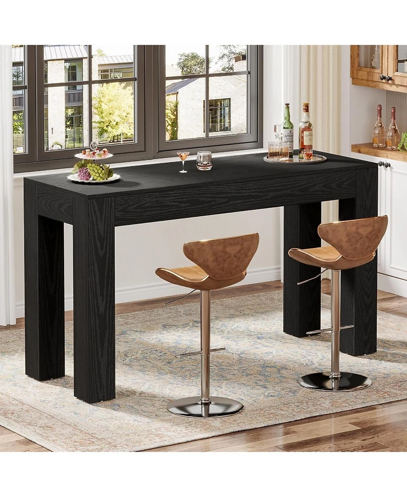 Tribesigns 63" Rectangular Dining Table, Rustic Wooden Kitchen Table with 4 Sturdy Legs