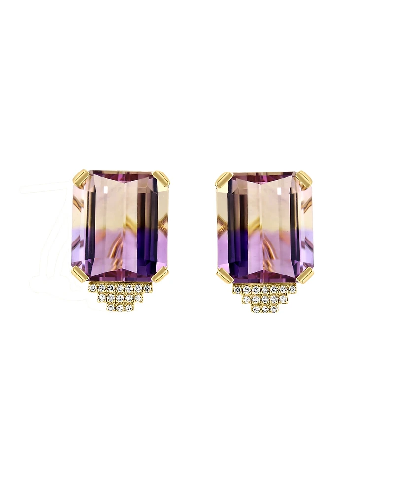 Ametrine (19-3/8 ct. t.w.) & Diamond (1/8 ct. t.w.) Stud Earrings in 14k Gold
