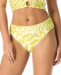 Carmen Marc Valvo Women's Shirred High Cut Full Coverage Bottoms