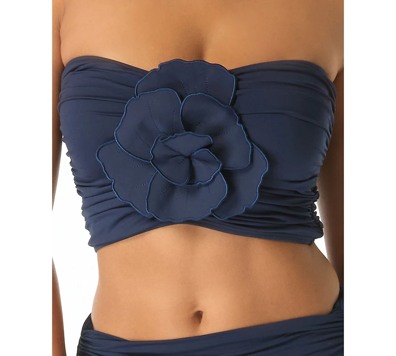 Carmen Marc Valvo Women's Flower Bandeau Crop Bikini Top
