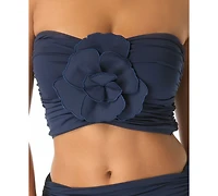 Carmen Marc Valvo Women's Flower Bandeau Crop Bikini Top