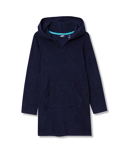 Lands' End Girls Long Sleeve Hooded Front Pocket Terry Cloth Swimsuit Cover-Up