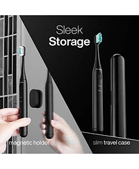 AquaSonic Icon Rechargeable Electric Toothbrush - Ada Accepted, Magnetic Holder, Slim Travel Case, 2 Brushing Modes, Smart Time