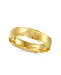Diagonal Textured Wedding Band 14k Gold