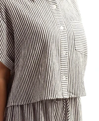 Bcx Women's Pucker Stripe Button-Front Top