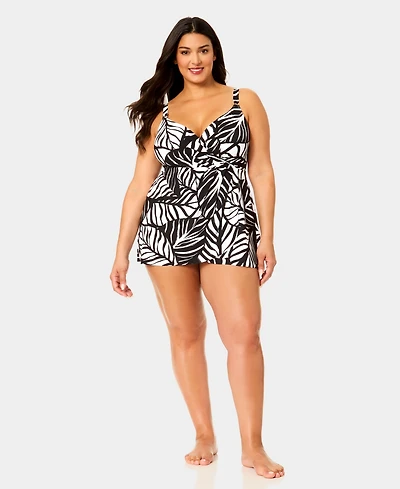 Anne Cole Plus Surplice Maillot Swim Dress