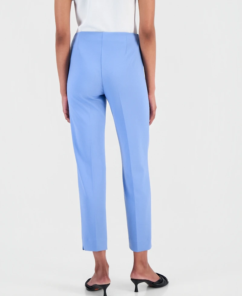 Anne Klein Women's Stretch Crepe Pull-On Hollywood Waist Straight Ankle Pants, Regular & Petite