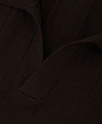 Reiss Men's Merino Wool Wide-Rib Polo Jumper Sweater