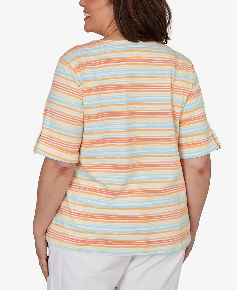 Hearts Of Palm Plus Embellished Stretch V-Neck Top