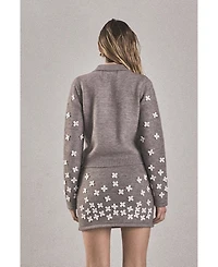 endless rose Women's Flower Detail Knit Cardigan
