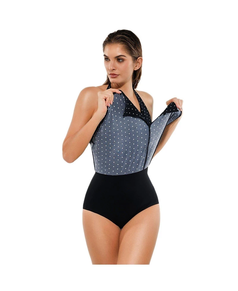 Popilush Women's Twist Front Halter Sporty One-piece Swimsuit WSWb61017