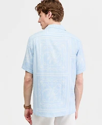 Club Room Men's Botanical Scarf Silk Ray Short Sleeve Shirt, Macy's Exclusive - Print
