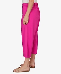 Ruby Rd. Plus Stretch Linen Wide-Leg Fly-Front Capri Pants