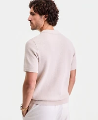 Alfani Men's Short-Sleeve Textured Collared Sweater, Macy's Exclusive