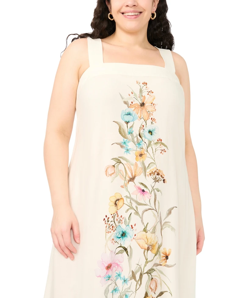 Vince Camuto Plus Thick Strap Square Neck Maxi Dress