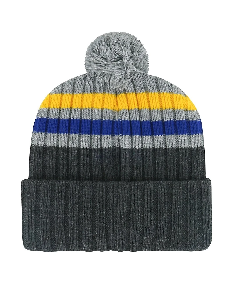 '47 Brand Men's Gray St. Louis Blues Stack Patch Cuffed with Pom Knit Hat