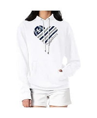 G-iii 4Her by Carl Banks Women's White New York Yankees Heart Fleece Pullover Hoodie