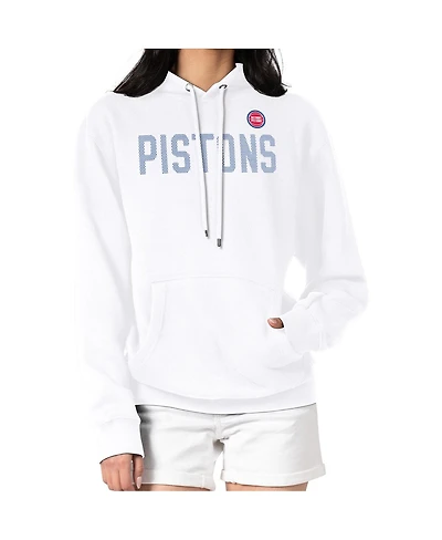 G-iii 4Her by Carl Banks Women's White Detroit Pistons Dot Print Pullover Hoodie