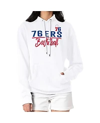 G-iii 4Her By Carl Banks Women's White Philadelphia 76ers Graphics Fleece Pullover Hoodie