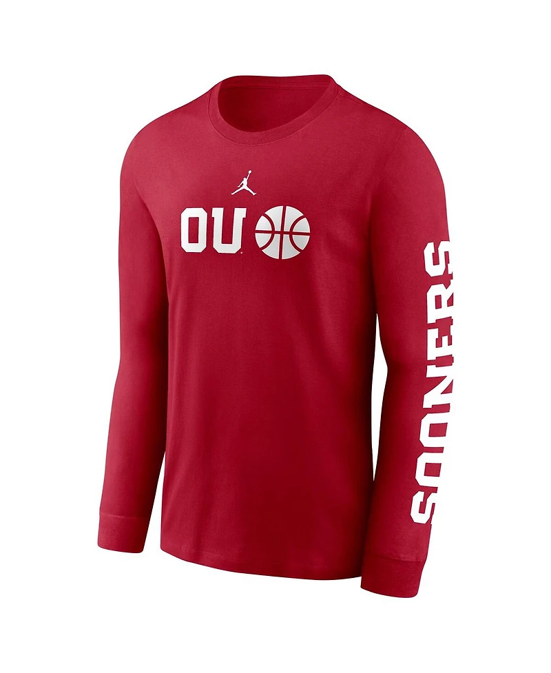 Jordan Men's Crimson Oklahoma Sooners Basketball Icon Two-Hit Long Sleeve T-Shirt