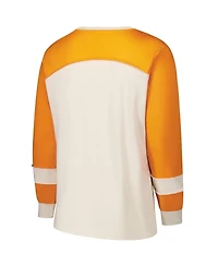 '47 Brand Women's Cream/Orange Miami Dolphins Plus Double Header Curve Toni Long Sleeve T-Shirt