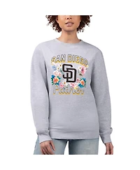 G-iii 4Her by Carl Banks Women's Heather Gray San Diego Padres Flowers Graphic Pullover Sweatshirt