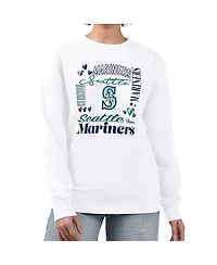 G-iii 4Her by Carl Banks Women's White Seattle Mariners Collage Team Graphic Fleece Pullover Hoodie
