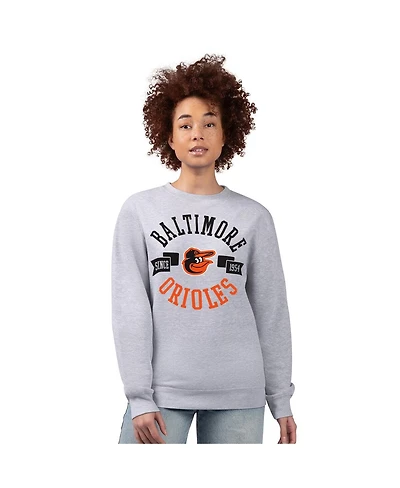 G-iii 4Her by Carl Banks Women's Heather Gray Baltimore Orioles Team Logo Fleece Pullover Sweatshirt