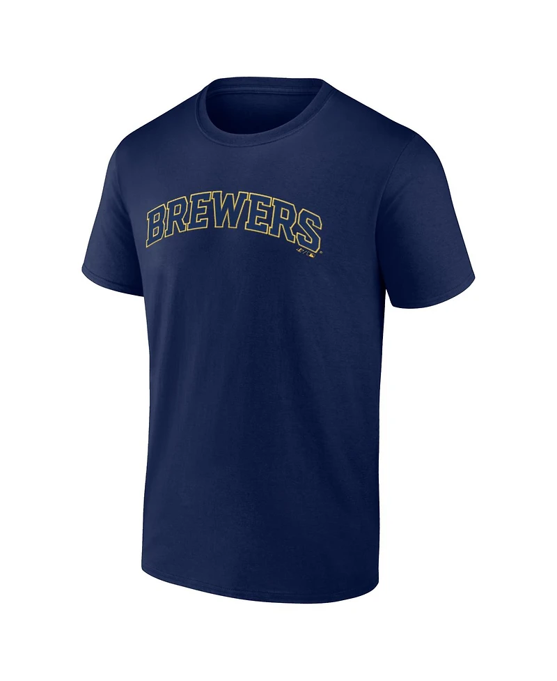 Logo Athletic Men's Navy Milwaukee Brewers Wordmark T-Shirt