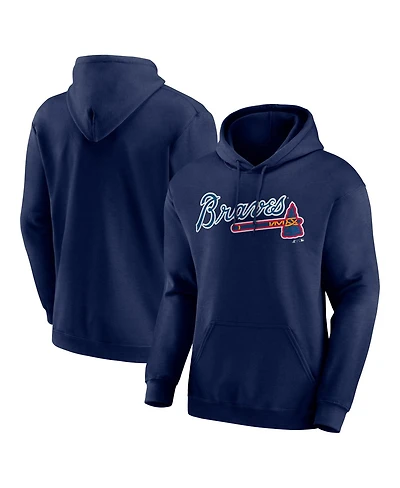 Logo Athletic Men's Navy Atlanta Braves Wordmark Hoodie