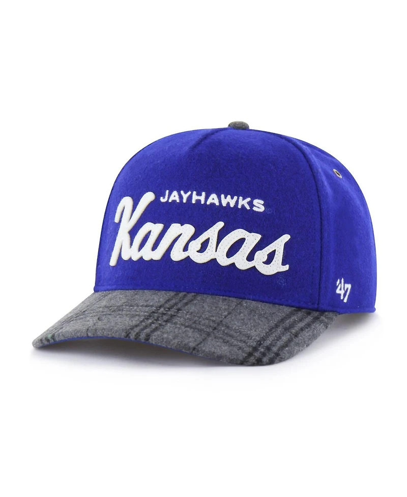'47 Brand Men's and Women's Royal Kansas Jayhawks Windowpane Plaid Collection Hitch Adjustable Hat