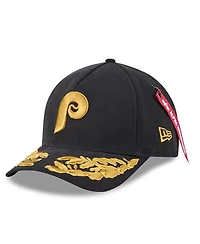 New Era x Alpha Industries Men's Black Philadelphia Phillies A-Frame 9FORTY Adjustable Hat