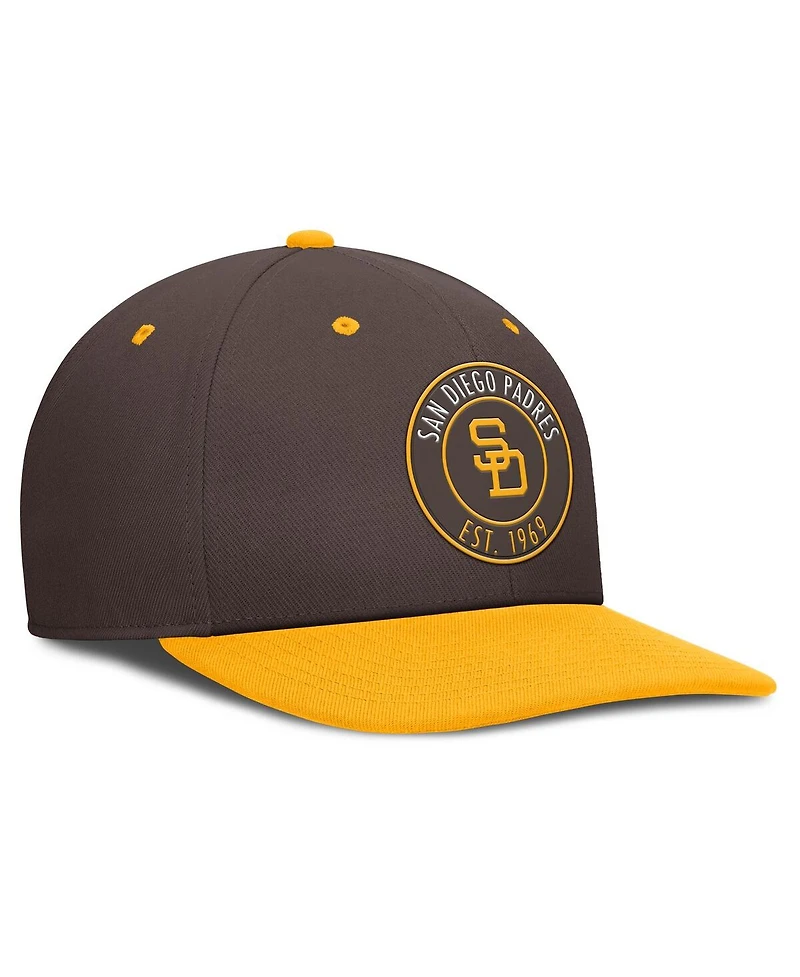 Nike Men's Brown/Gold San Diego Padres Cooperstown Collection Pro Dri-fit Snapback Hat