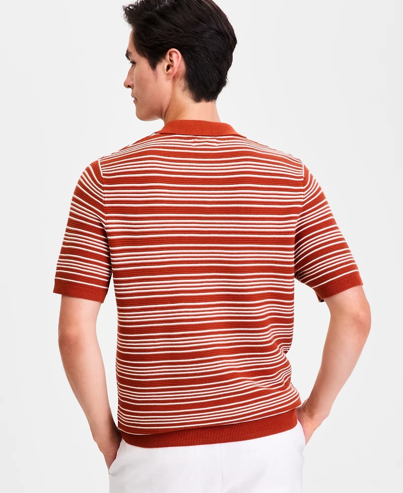 Alfani Men's Short-Sleeve Stripe Button Johnny Sweater, Macy's Exclusive