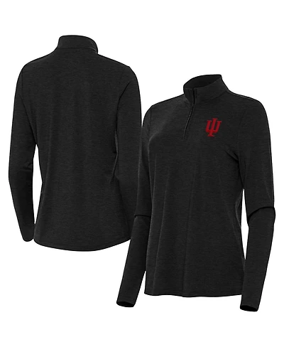 Antigua Women's Heather Black Indiana Hoosiers Bright Quarter-Zip Sweatshirt